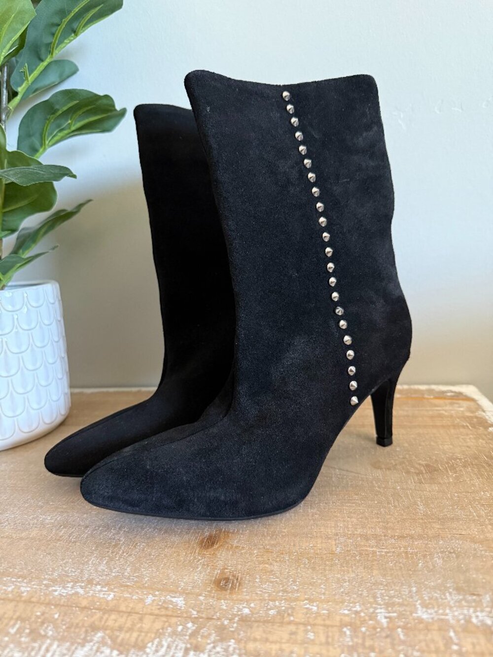 NEW Zara Suede Studded Ankle Boots : 38